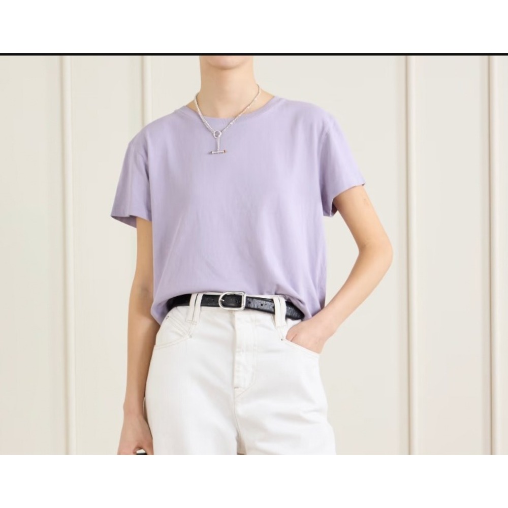 AGOLDE Adine Tee Pale Lilac T-Shirt Size Large Organic Cotton Short Sleeve Tee